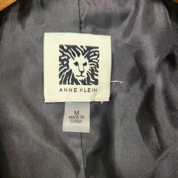 Ann Klein Houndstooth Blazer Women's M Black White Business Statement Open Front - Picture 7 of 9